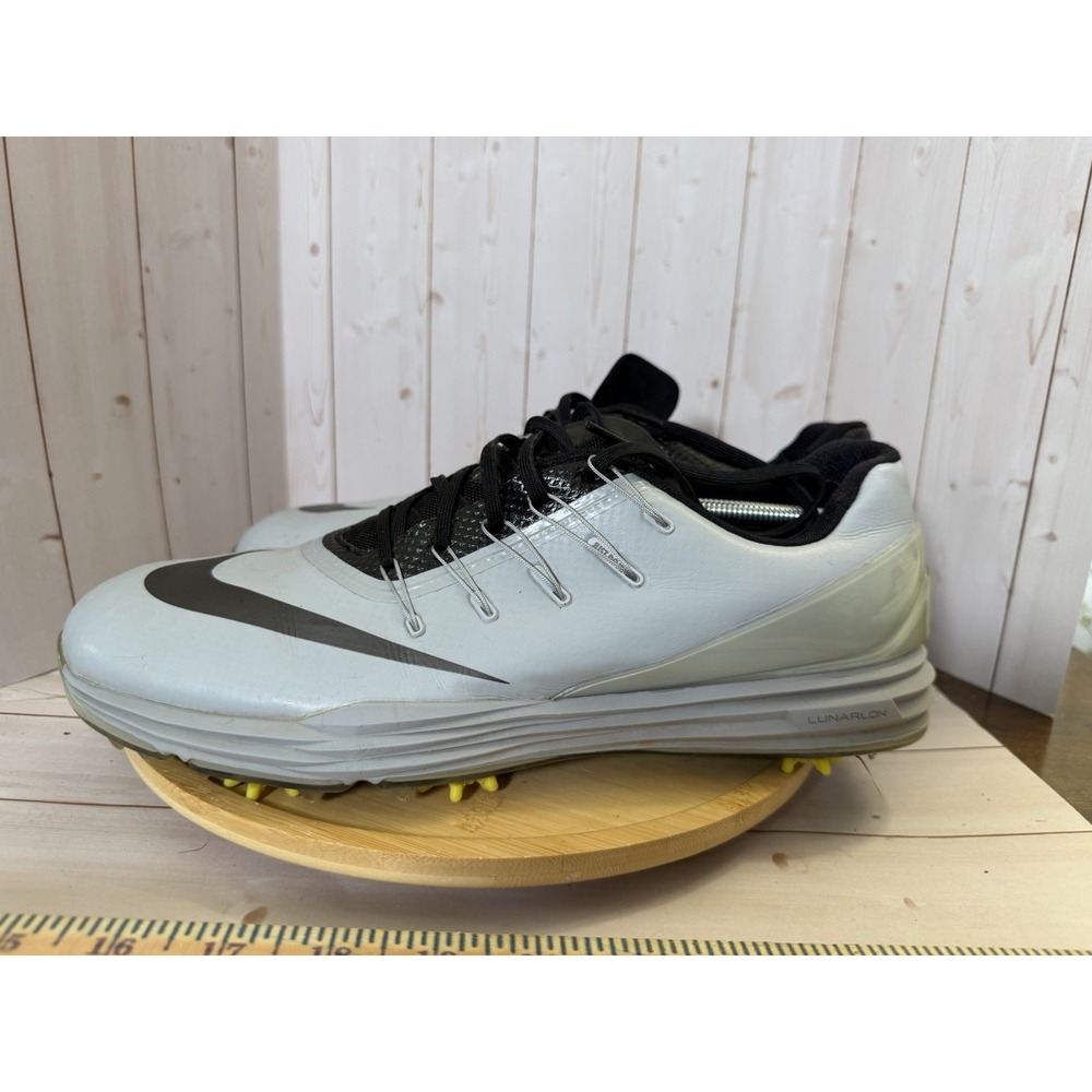 Nike Lunar Control 4 Golf Shoes Men's 11.5 Platinum Gray Black Volt Spiked